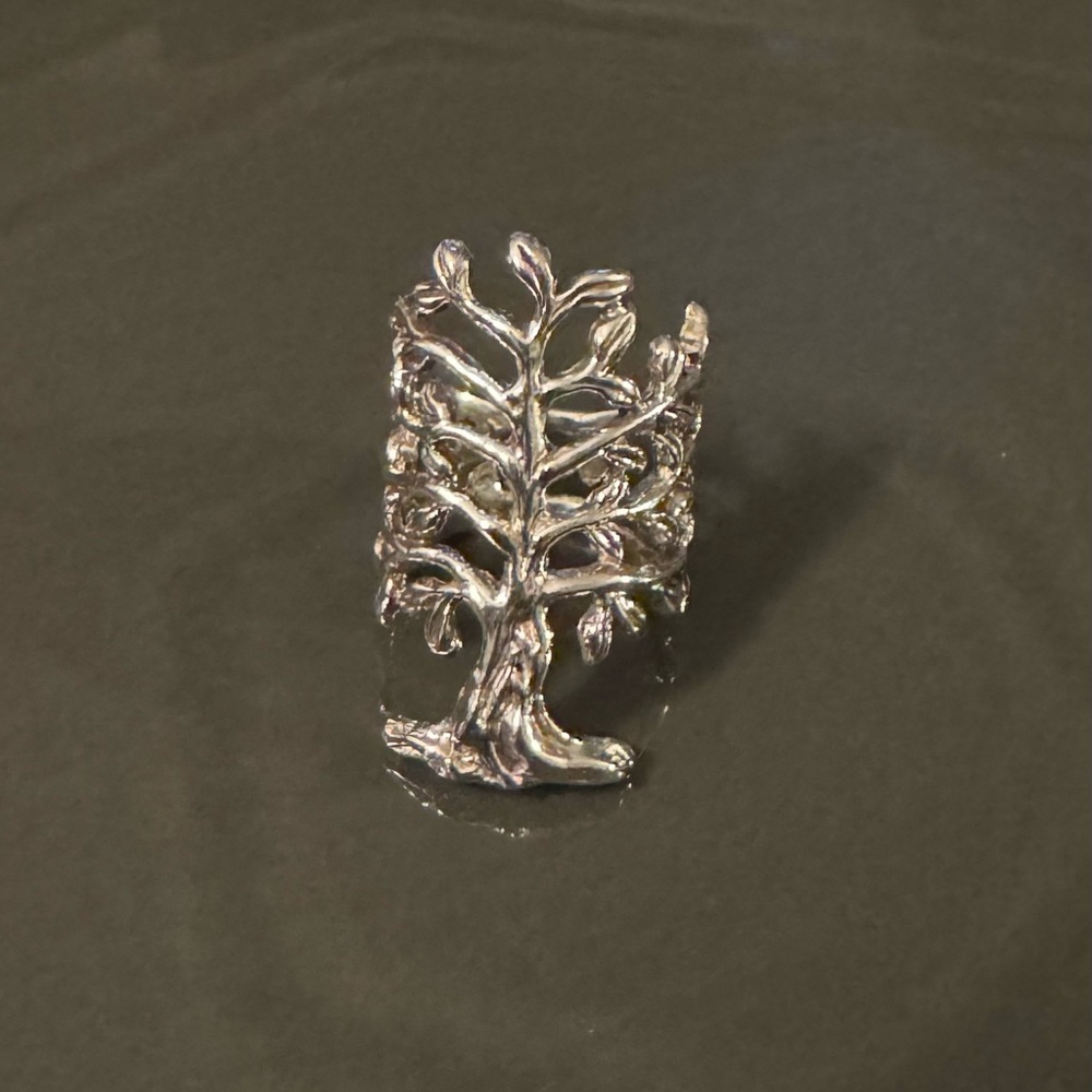 Waxing Poetic 925 Sterling Silver Tree of Life Open Air Ring, Size 8